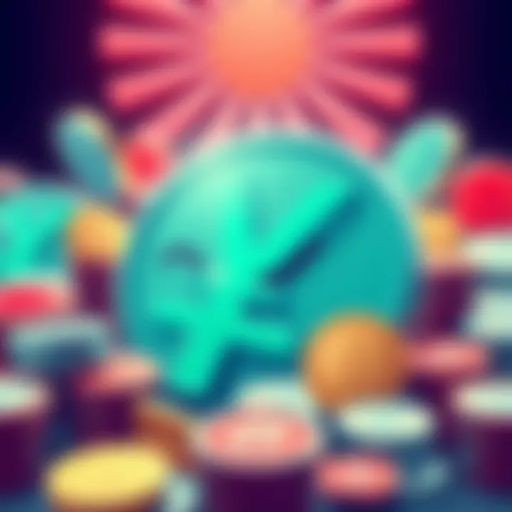 An illustration showing Japanese yen symbols alongside cryptocurrency coins, signifying the new 20% tax on crypto gains