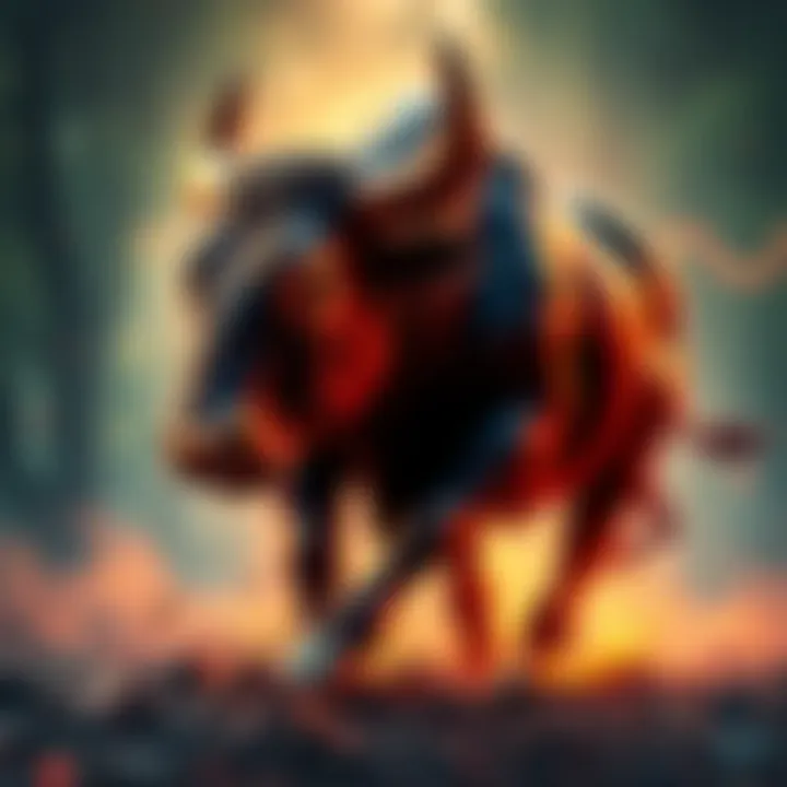 A visual representation of Jasmy overcoming market challenges, featuring a bull symbolizing growth and stability amidst financial turmoil.
