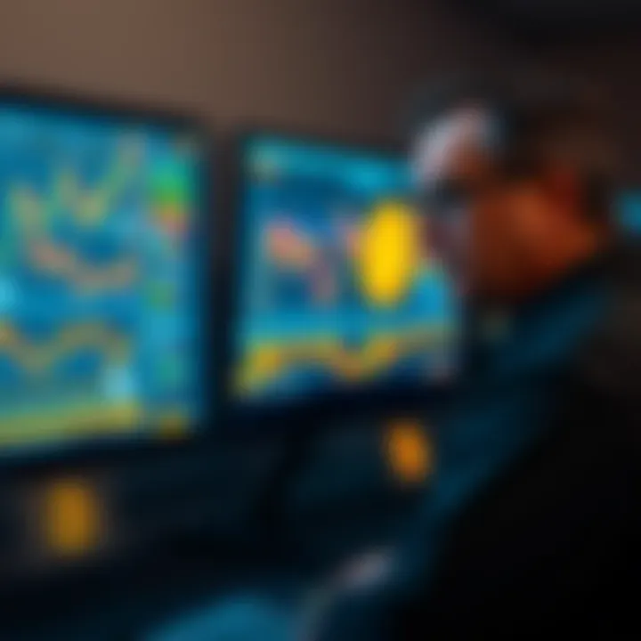Tech veteran Jeff Booth standing in front of a computer screen displaying Bitcoin data, looking thoughtful and engaged