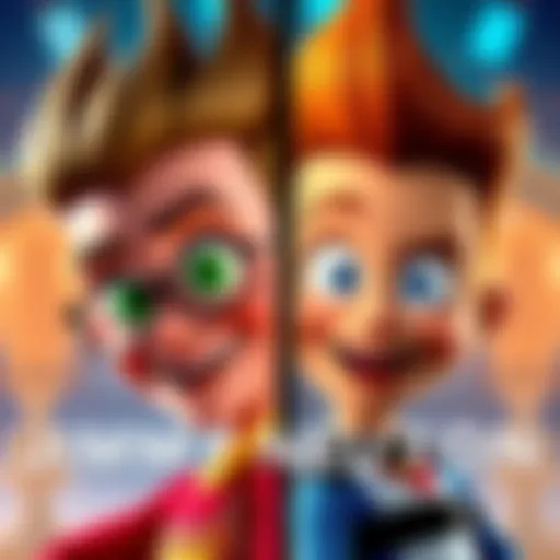 A side-by-side comparison of Jimmy Neutron's CGI movie character and the original TV show character, highlighting the visual differences and darker themes.
