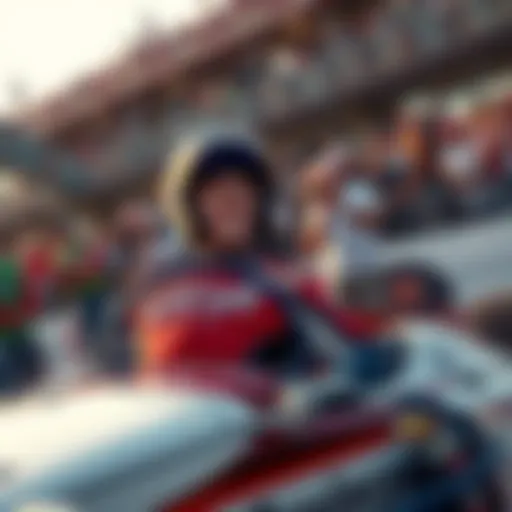 Josh Wise driving his race car with fans cheering in the background.