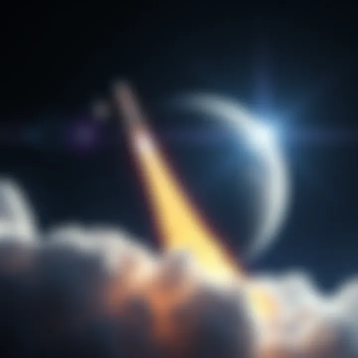 A stunning rocket soaring through the stars on its way to the moon, symbolizing the future of space exploration.