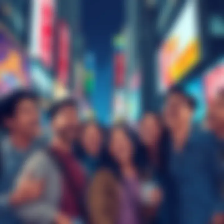 Joyful Laughter in Urban Life A vibrant illustration depicting diverse individuals sharing a hearty laugh in a bustling city setting, celebrating the essence of humor connecting people.