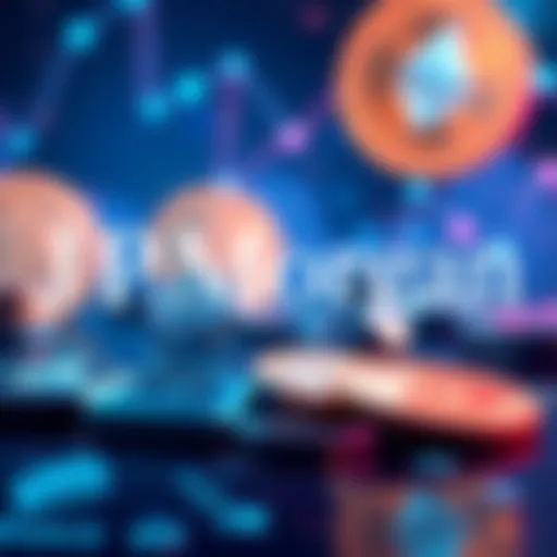 A futuristic illustration showing JPMorgan's logo with crypto coins like Ethereum in the background, symbolizing new loan offerings.