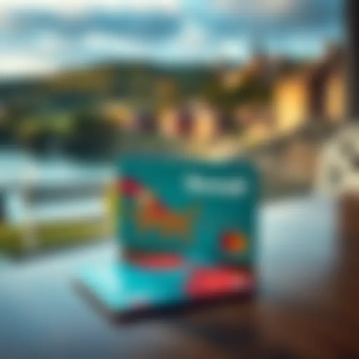 Junior Revolut Card on a Table A Junior Revolut card placed on a table with a scenic view of Wales in the background, showing family traveling together.