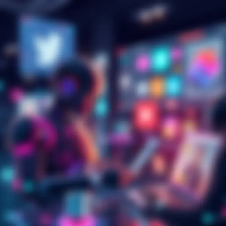 Illustration of Juno AI interacting with users on different social media platforms, showcasing engagement and communication features.