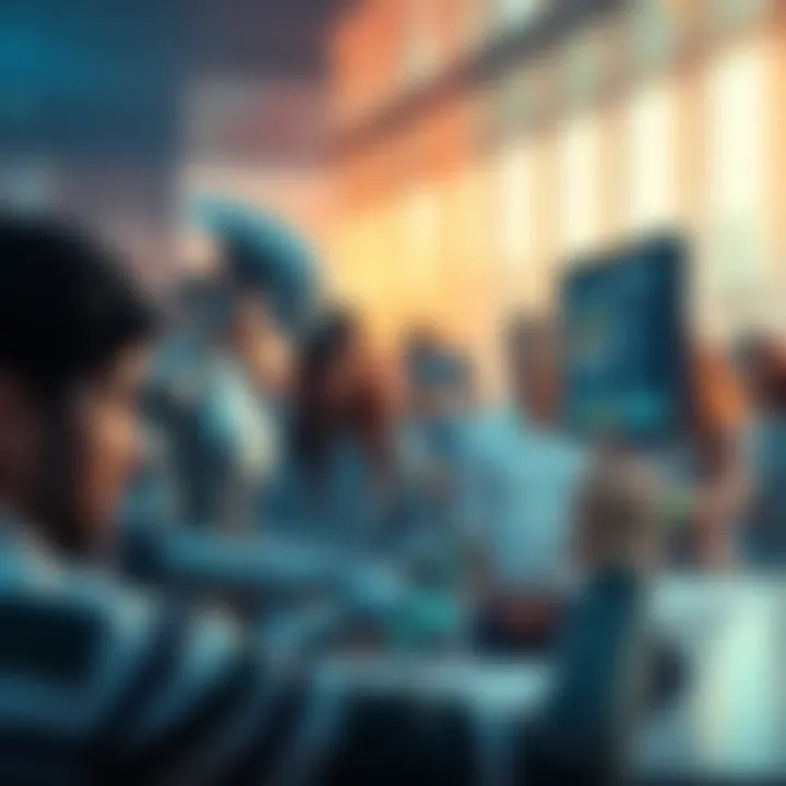 A visual representation of an AI system working on JunoSwap, with community members voting in the background.