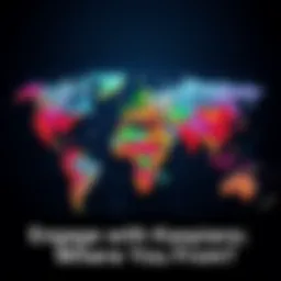 A colorful map showing different hometowns of Kaspians around the world, highlighting connections and diversity.