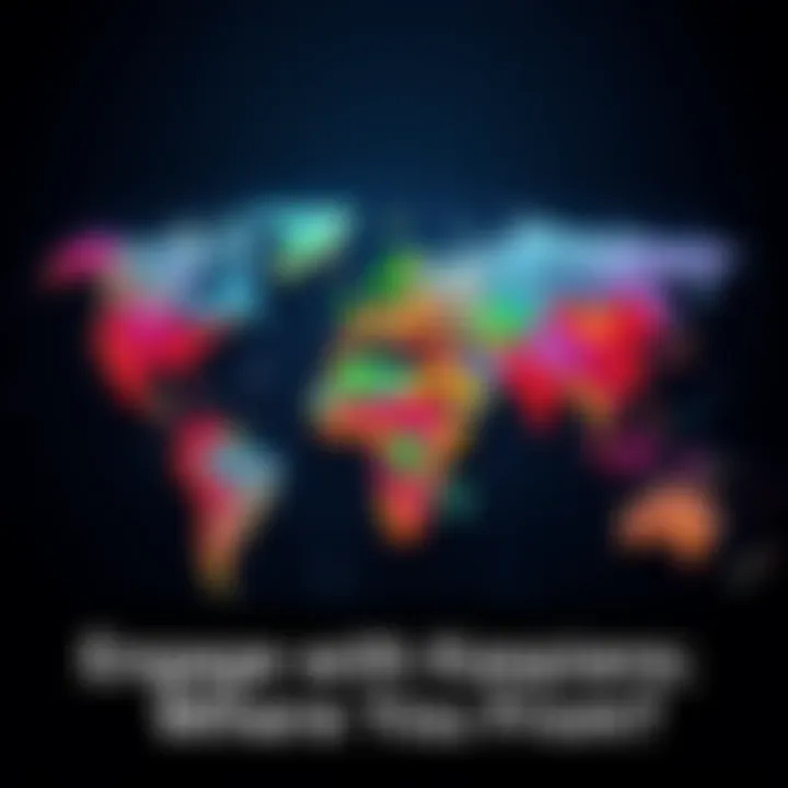 A colorful map showing different hometowns of Kaspians around the world, highlighting connections and diversity.