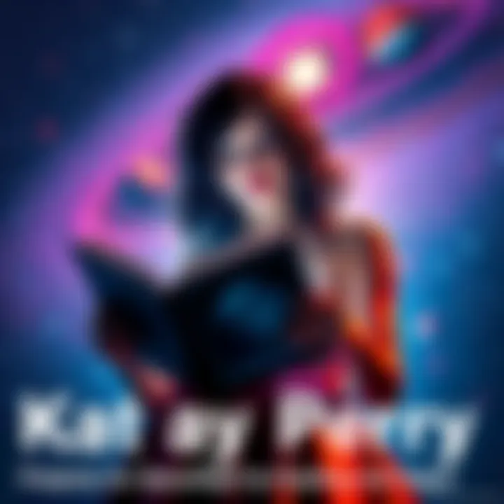 Katy Perry reading Carl Sagan's book against a starry background