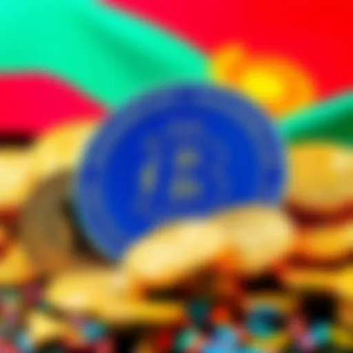 A visual representation of Kazakhstan's investment in Bitcoin and cryptocurrencies, featuring digital coins and the national flag.