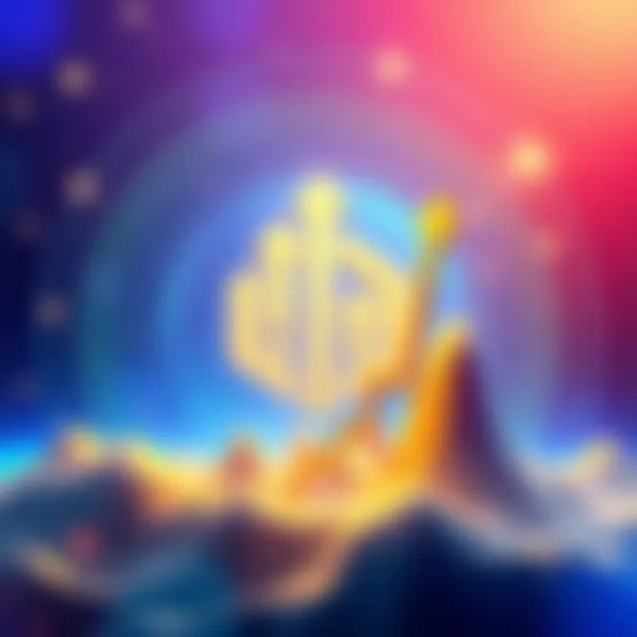 Illustration of KENDU logo with rising arrows symbolizing growth and recovery, set against a vibrant background.