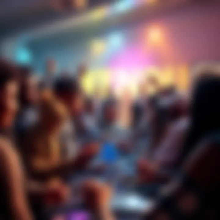 A diverse group of people celebrating and sharing experiences with Kendu products at a lively community event.