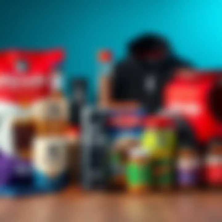 A variety of Kendu products including coffee, energy drinks, clothing, and spices displayed together, showcasing affordability.