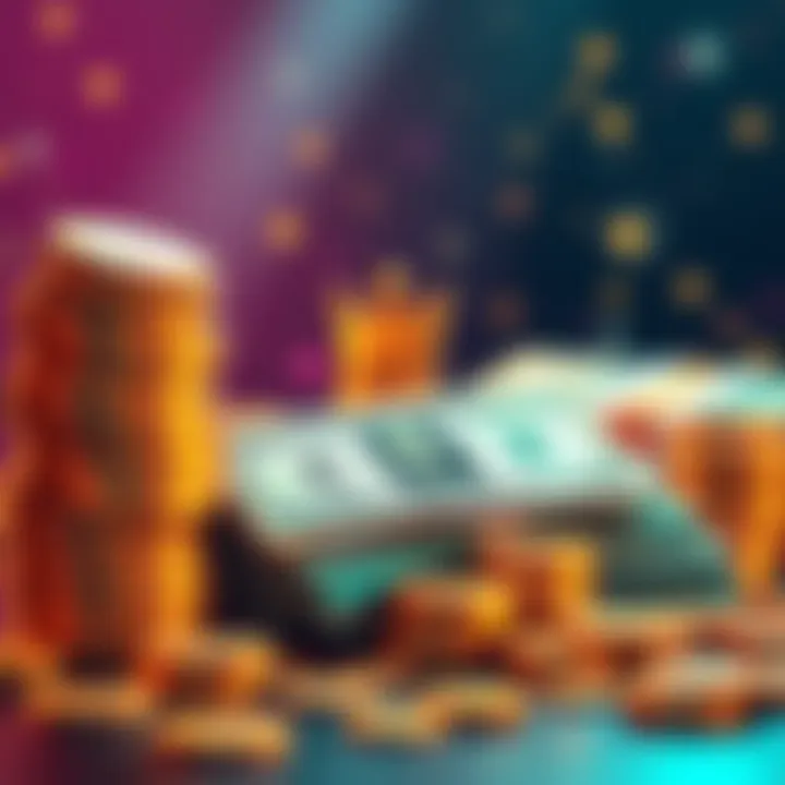 Illustration showing stacks of coins and dollar bills representing the King of Kings' daily earnings with a rental boost effect