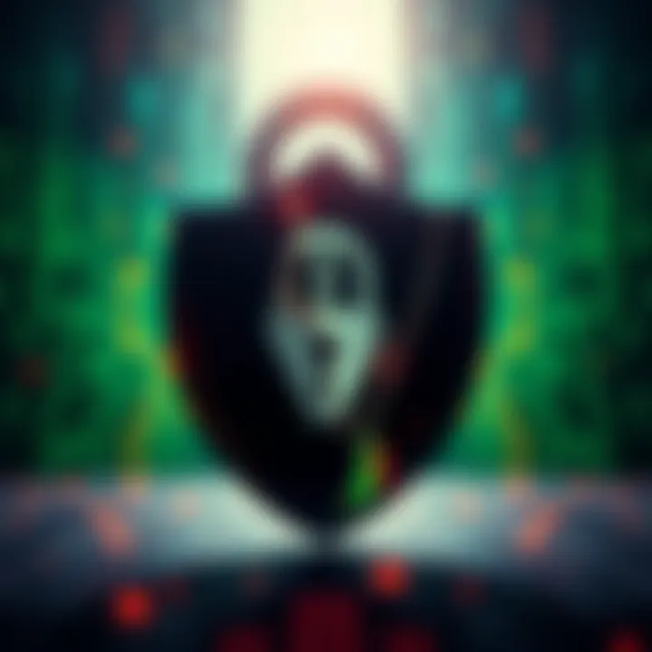 A visual representation of a digital lock and a broken shield, symbolizing data breach and extortion threats faced by Kraken.