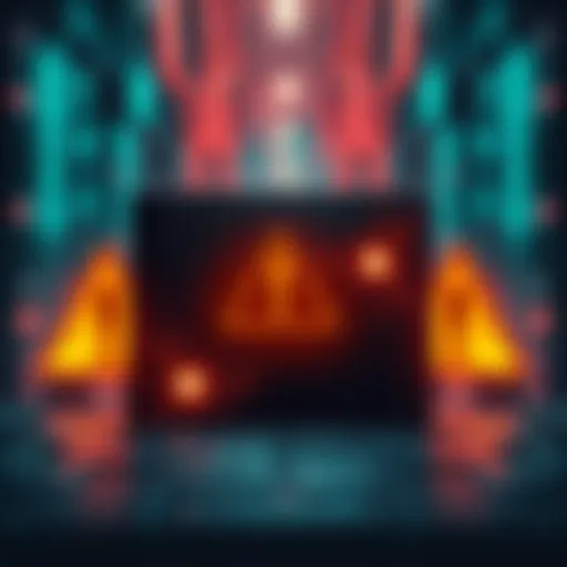 A warning graphic showing a digital wallet with caution symbols, representing Kraken's alert about dust from sanctioned wallets.