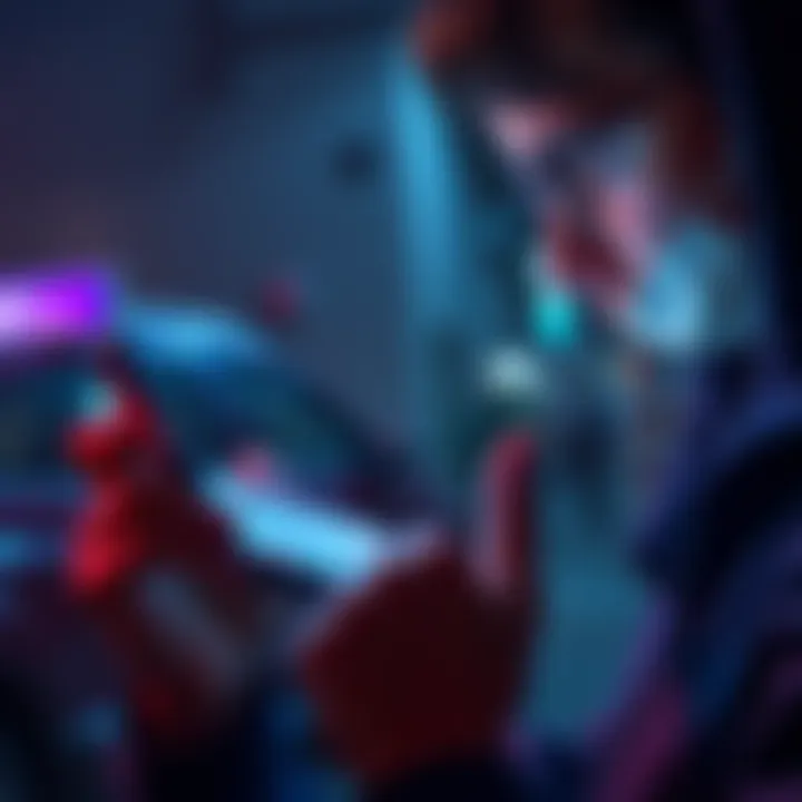 A concerned person looking at a smartphone displaying an SMS alert about a potential KuCoin scam