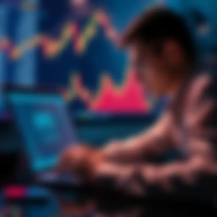 A person reviewing KYC regulations for purchasing USDT and XMR on a laptop with financial charts in the background