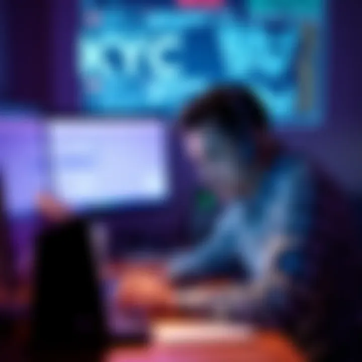 Frustrated user at a computer looking for KYC options