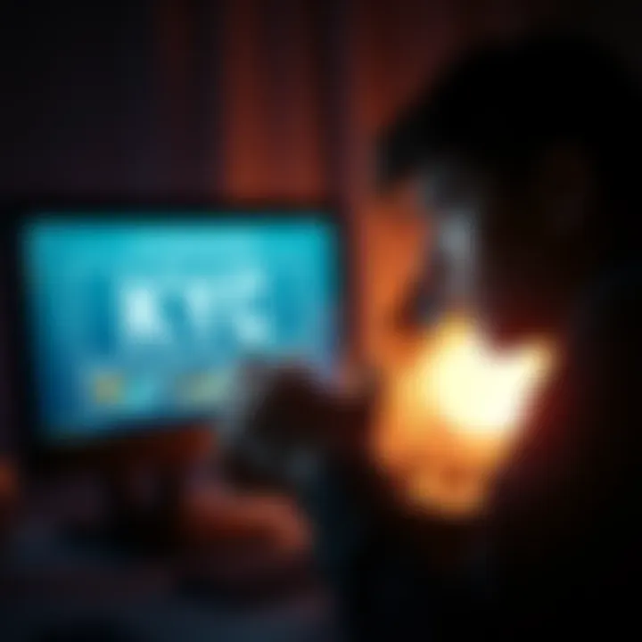 A worried person looking at a computer screen showing a high deposit fee for KYC verification