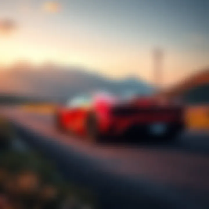 A sleek Lamborghini on a scenic road, symbolizing dreams and financial aspirations