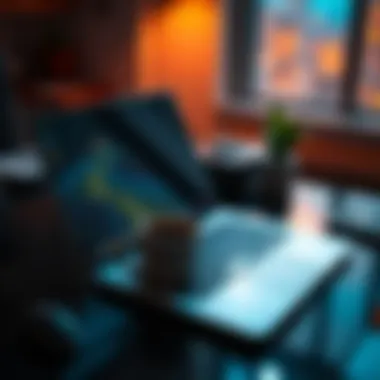 A sleek laptop on a desk with a cup of coffee, ideal for daily tasks and work.