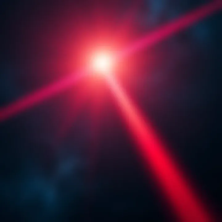 A bright laser beam shooting into the vastness of space with stars in the background