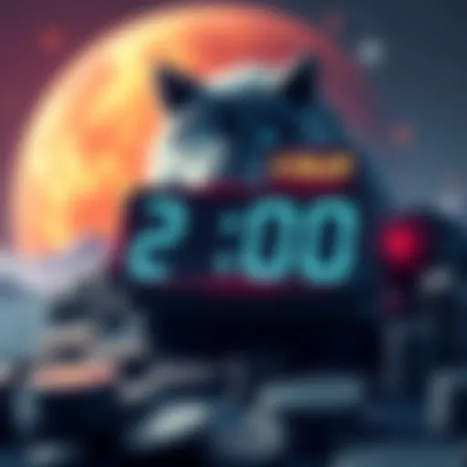 Graphic showing a countdown timer with $Wolf logo and passive income symbols