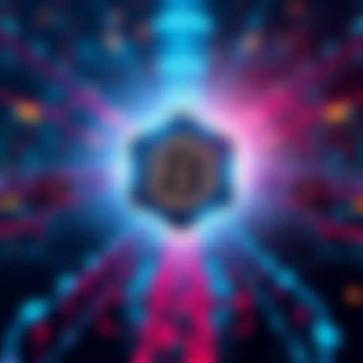 A visual representation of the last non-split block being mined in a blockchain network, highlighting technology and data flow.