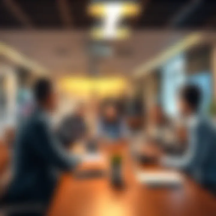 A group of people discussing offers from law firms to purchase their claims at a table.