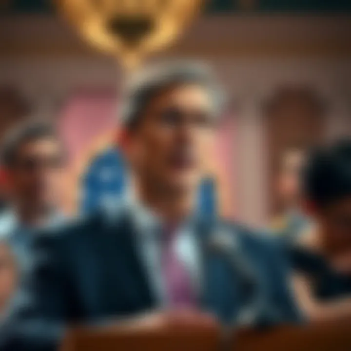 A US lawmaker addressing the media with a concerned expression about financial legislation