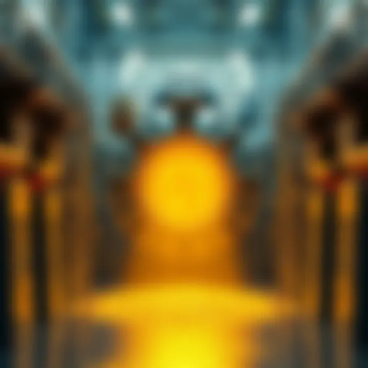 A large scientific machine transforming lead into gold in a laboratory setting, symbolizing a significant breakthrough in nuclear physics.