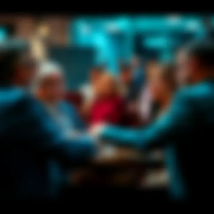 A diverse group of leaders engaged in a conversation about effective leadership strategies for the future.