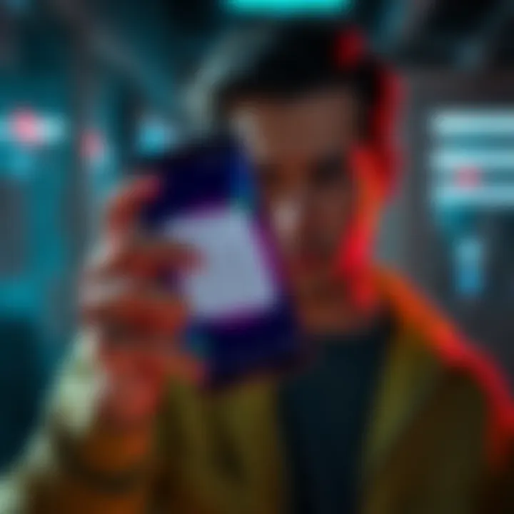 A person holding a phone with a text message about a facility tour update, looking concerned.