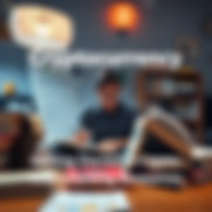 Learning About Cryptocurrency A person studying cryptocurrency with books and a laptop on a desk, focusing on genuine resources for trading.