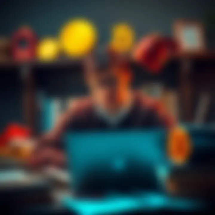 Learning Bitcoin Concepts A person studying Bitcoin basics, surrounded by books and a laptop, looking focused on cryptocurrency education.