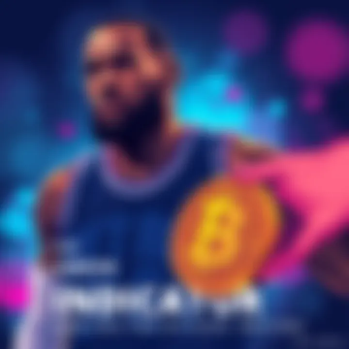 Illustration of LeBron James in a basketball jersey next to a Bitcoin symbol, representing the connection between his team changes and Bitcoin pricing.
