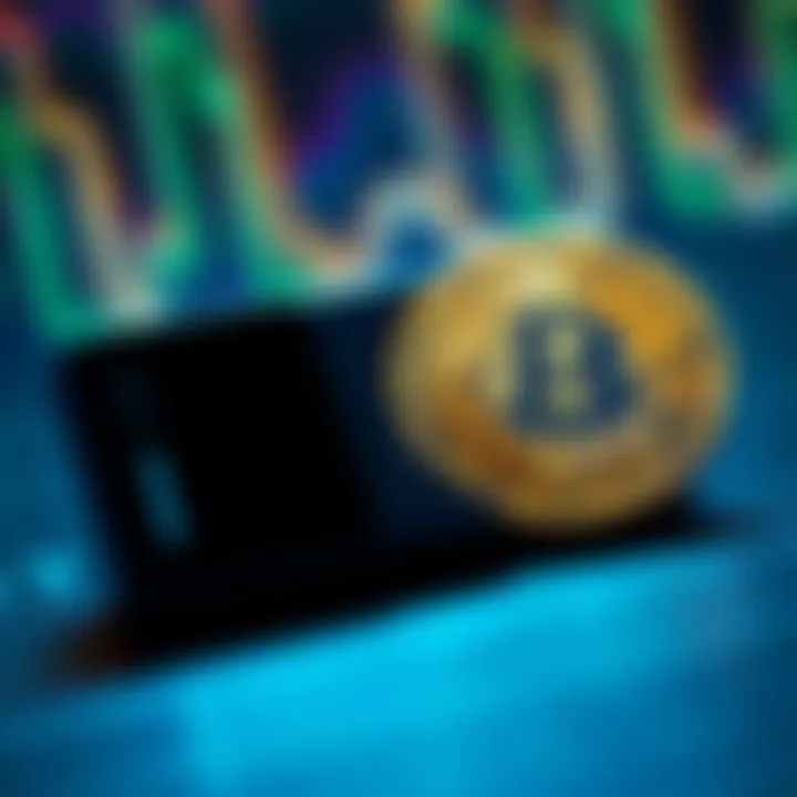 A Ledger Nano S Plus device next to the Bitcoin logo, representing secure cryptocurrency storage