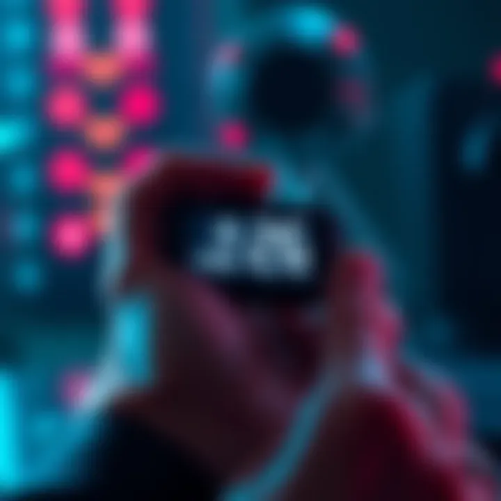 Ledger Nano X Cold Wallet A person holding a Ledger Nano X cold wallet with a digital display showing cryptocurrency balance