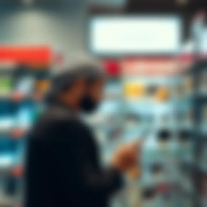 Ledger device in a retail store A customer looking at a Ledger device displayed on a shelf in a Saudi Arabian store