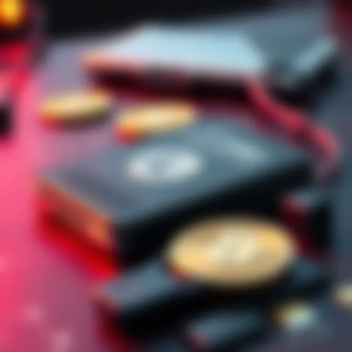 Ledger for Bitcoin Storage A close-up of a hardware wallet for Bitcoin with a secure seed phrase nearby on a table