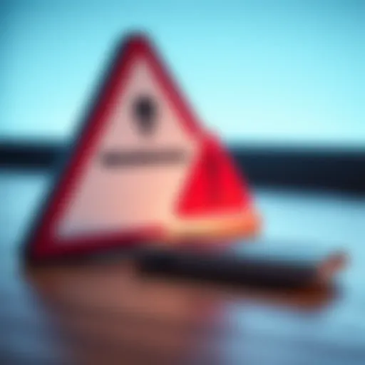 Ledger device with warning sign A Ledger cryptocurrency device placed next to a warning sign, highlighting security concerns