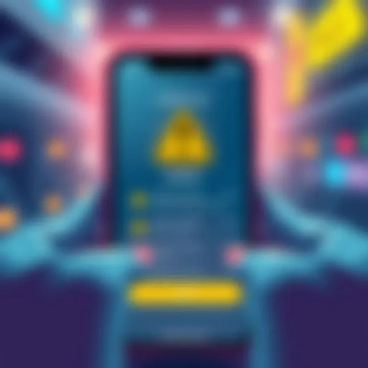 Illustration of a smartphone showing fake transactions on Ledger Live, with warning symbols and unfamiliar wallet addresses
