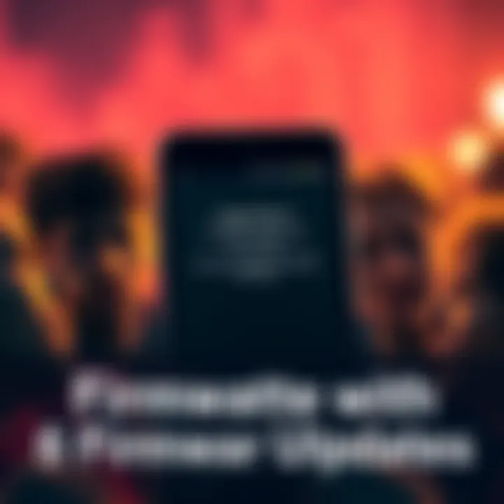 A close-up view of a Ledger Nano X device showing a firmware update screen, surrounded by worried users discussing their concerns about security and usability.