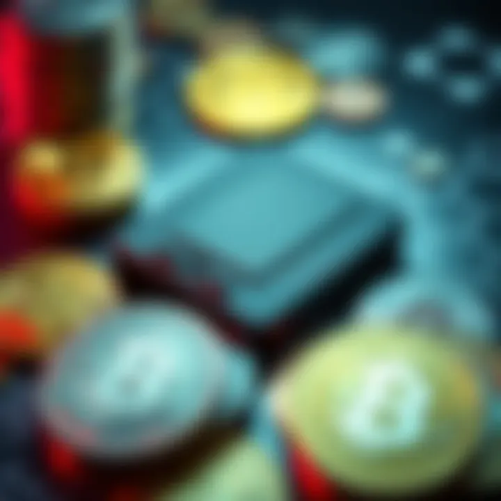 Ledger Wallet with Cryptocurrency A close-up of a Ledger wallet alongside various cryptocurrency coins, illustrating digital security for beginners.