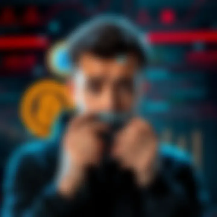 A person looks worried while holding a Ledger wallet, with a blurred background of cryptocurrency symbols and data breach headlines.