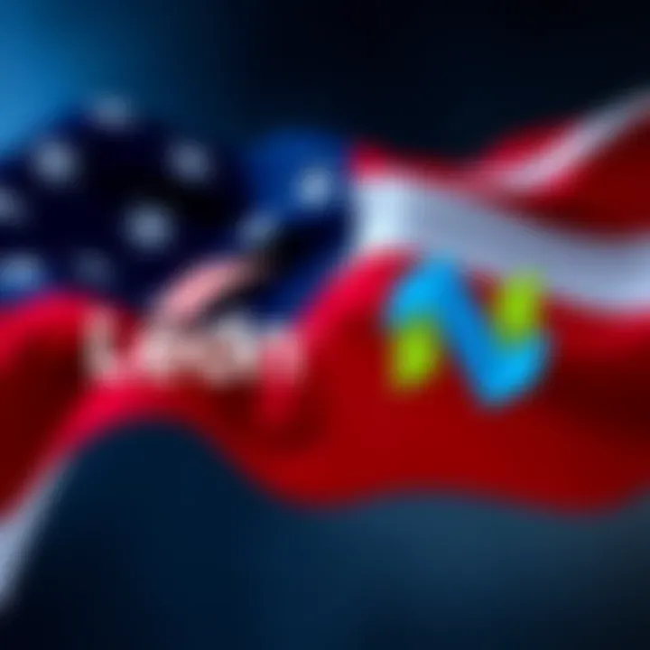 Logos of Ledn and Nexo with a backdrop of the US flag, symbolizing the companies' operations in the US market
