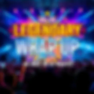 A promotional graphic for the Legendary Wrap Up event featuring a large text banner with the event name and date, colorful background elements to attract attention, and an excited crowd in the background.