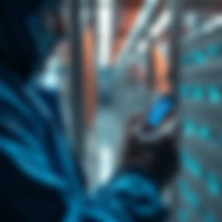 A person using the Blockstream app to manage Lightning invoices in cold storage while holding a smartphone, showcasing a blend of technology and security in Bitcoin transactions.